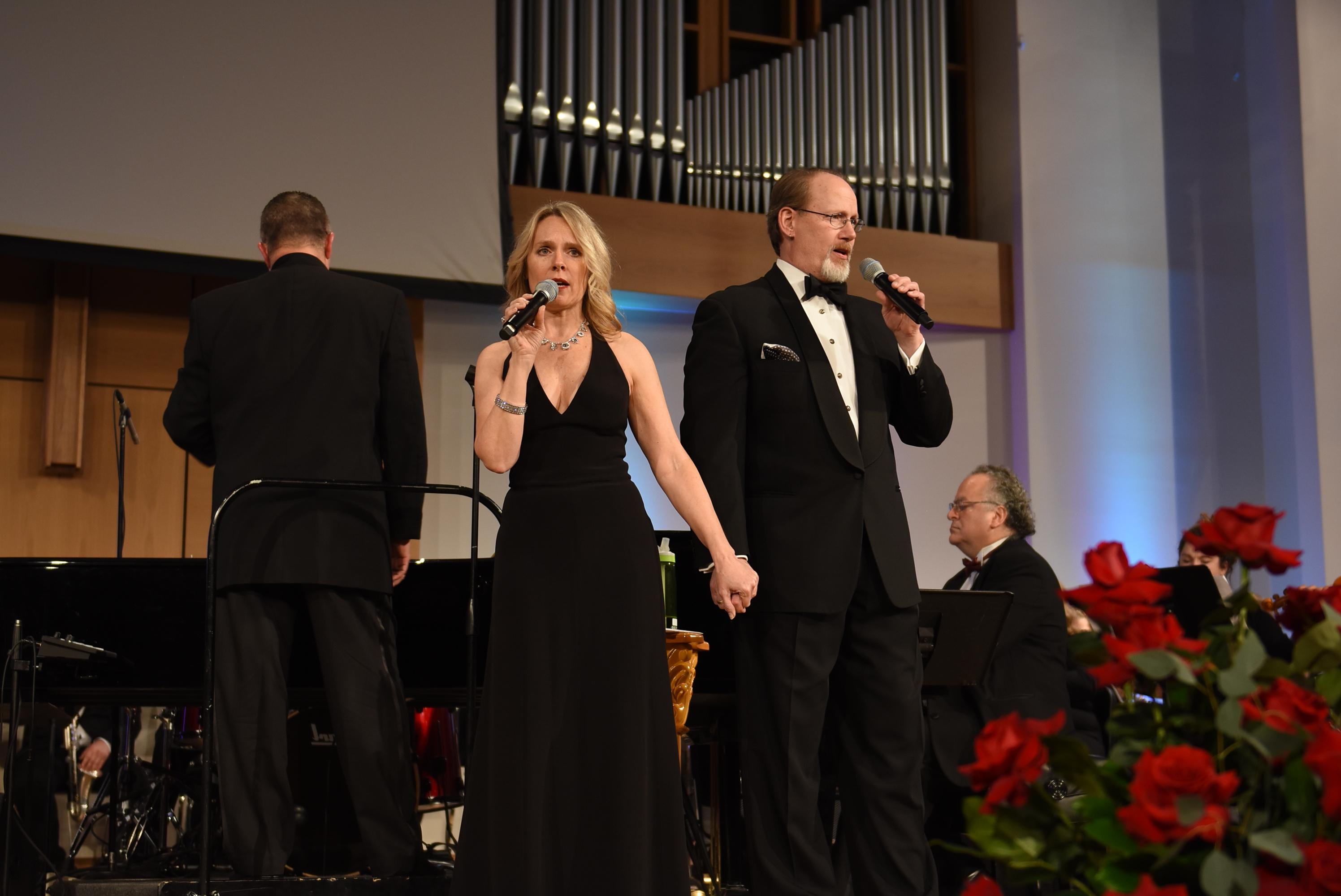 After the 10th Annual Diamond Derby Rose Gala Broadway Comes to the Bluegrass, the  Broadway performer J. Mark McVey and his wife Christy Tarr-McVey performed a concert with the CU Orchestra. (CU Photo by Ariel Emberton) 