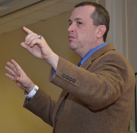 Dr. Joe Early Jr. spoke on Thomas Helwys at the CU Baptist Heritage Lecture Series. (Campbellsville University Photo by Joan  C. McKinney)